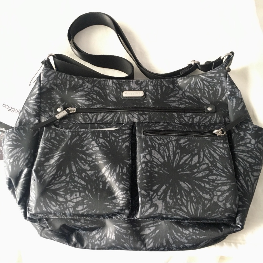 Baggallini Pewter Thistle Bristol Crossbody Hobo